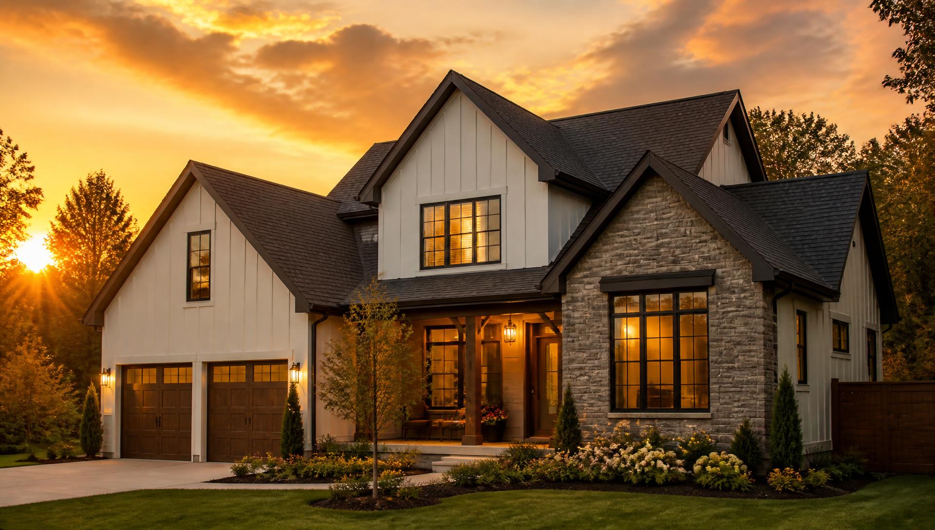 Residential rooftop at sunset